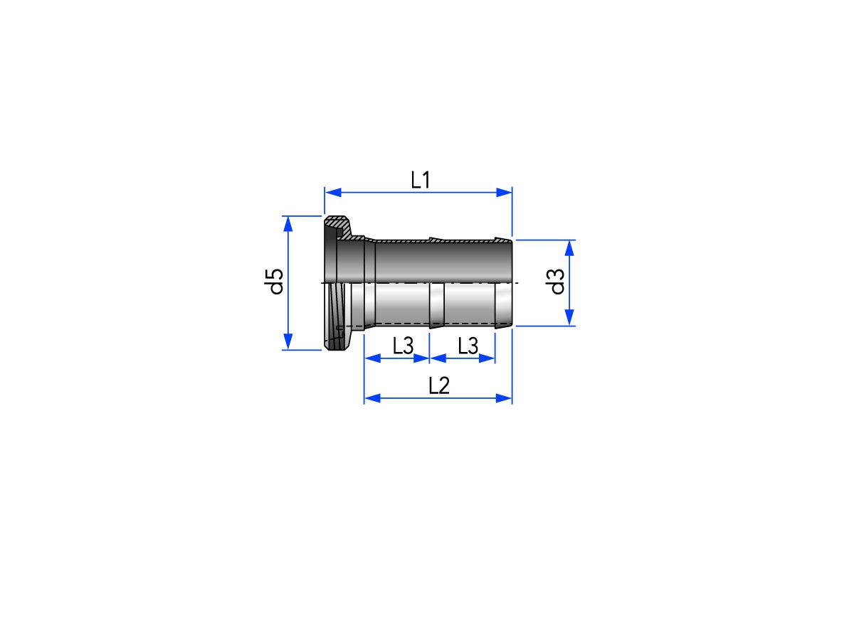 Manchon filete pour tuyau flexible flexible DN = largeur intérieure du tuyau