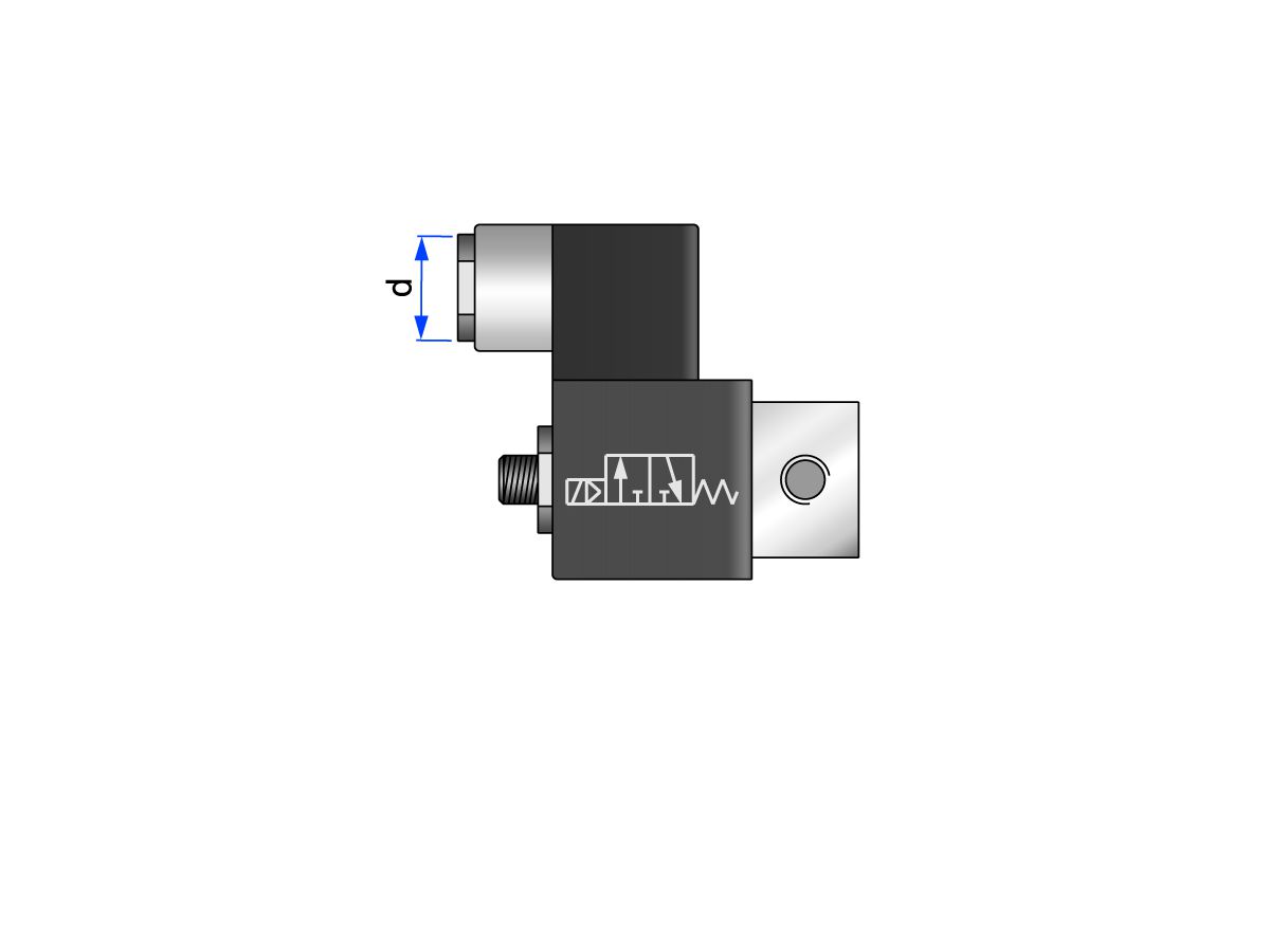 3/2-Wege-Elektromagnetventil, für einfach-wirkenden Zylinder