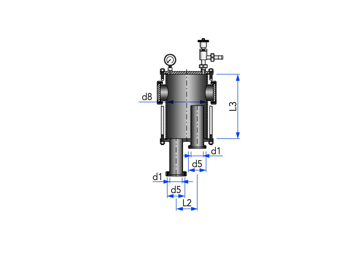 Lanterne de désaération (cylindre en acier inoxydable) K/M-G, droite, automatique