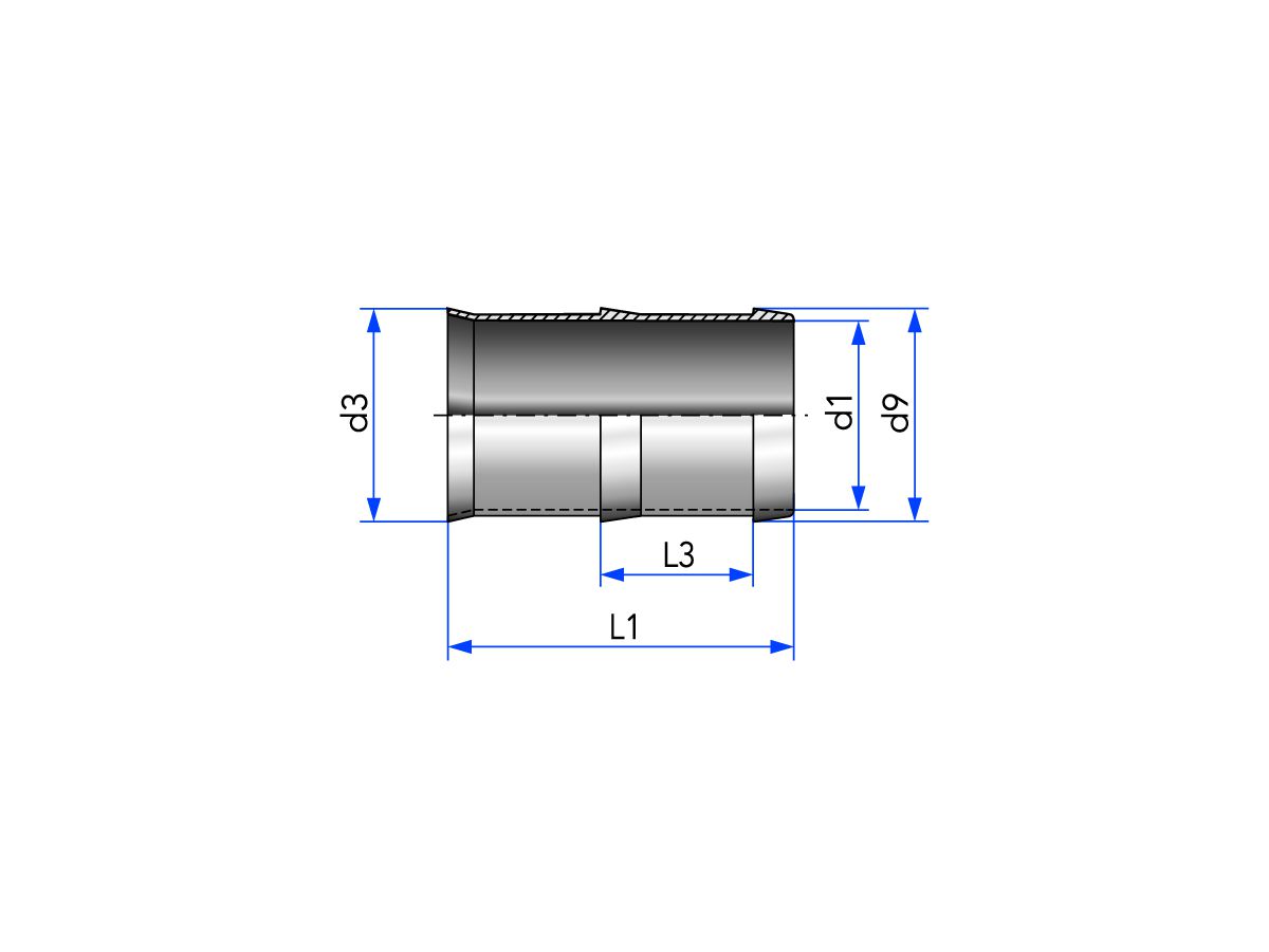 Douille S pour tuyau flexible DN = largeur intérieure du tuyau