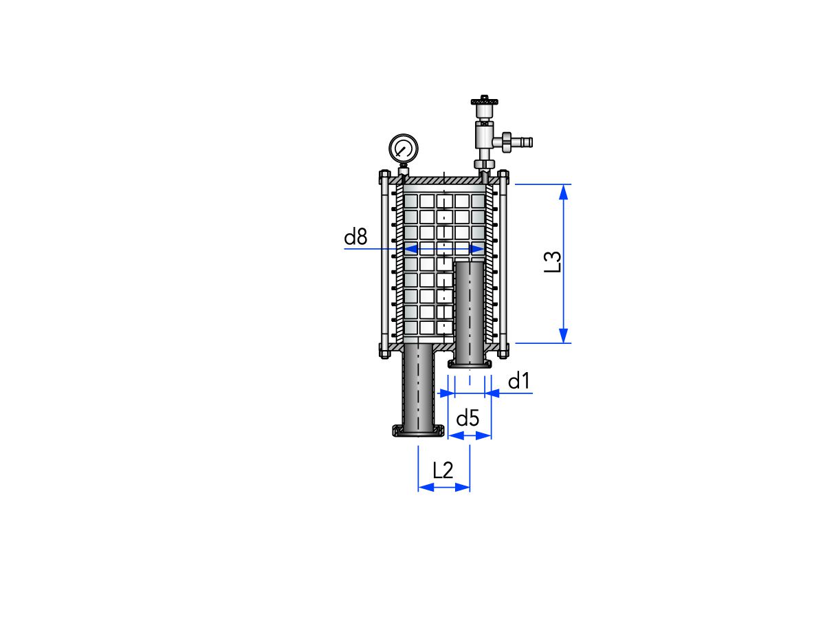 Lanterne de désaération (cylindre en verre) K/M-G, droite, manuelle